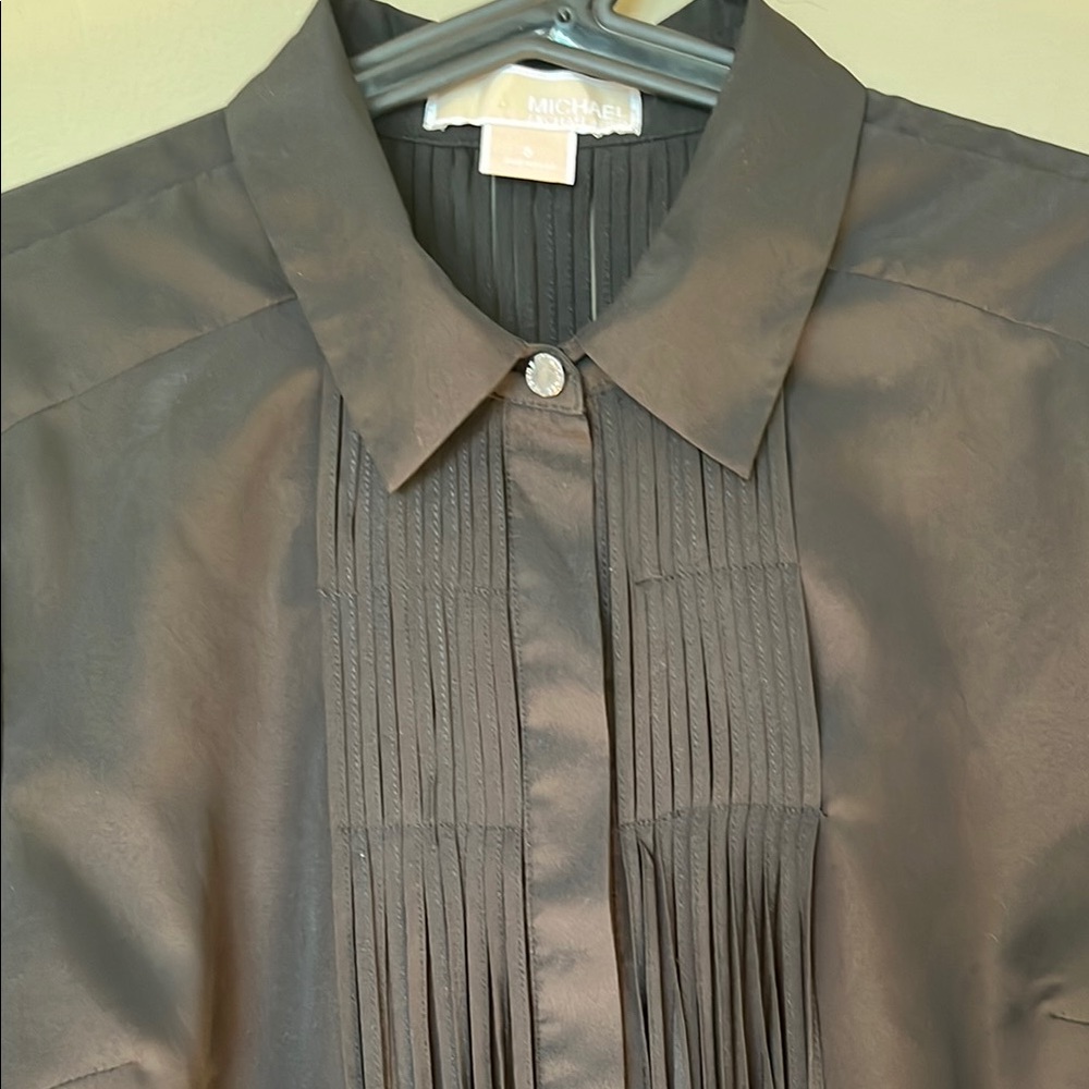 Women's MICHAEL KORS Black Western Fringed Long Sleeve Blouse Size 8